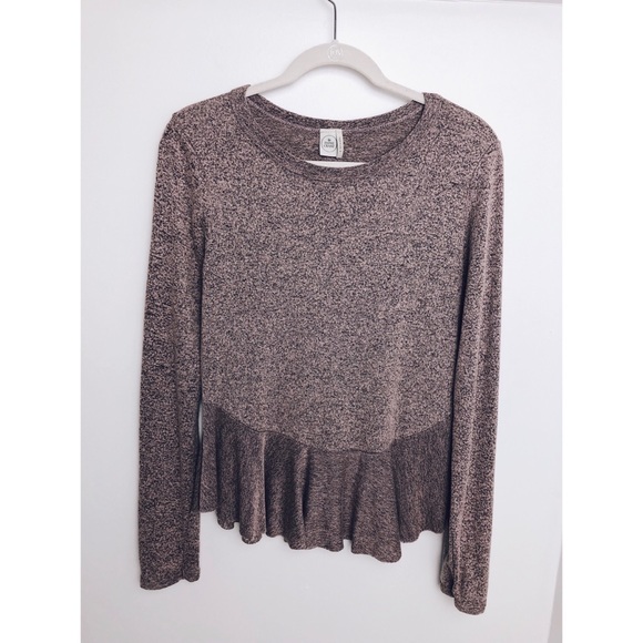 Paper Crane Tops - 🌻 Paper Crane Pink Mauve Heather Knit Peplum Top